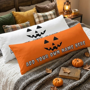 Coussins Longs Citrouille Halloween Orange Personnalisée Votre No