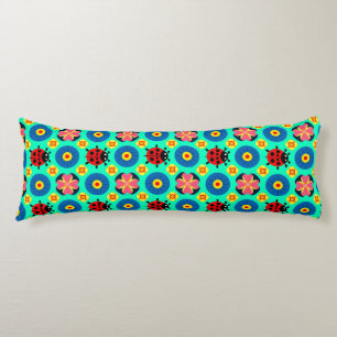 Coussins Longs Coccinelles et fleurs colorées