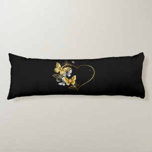 Coussins Longs Coeur aux papillons d'or
