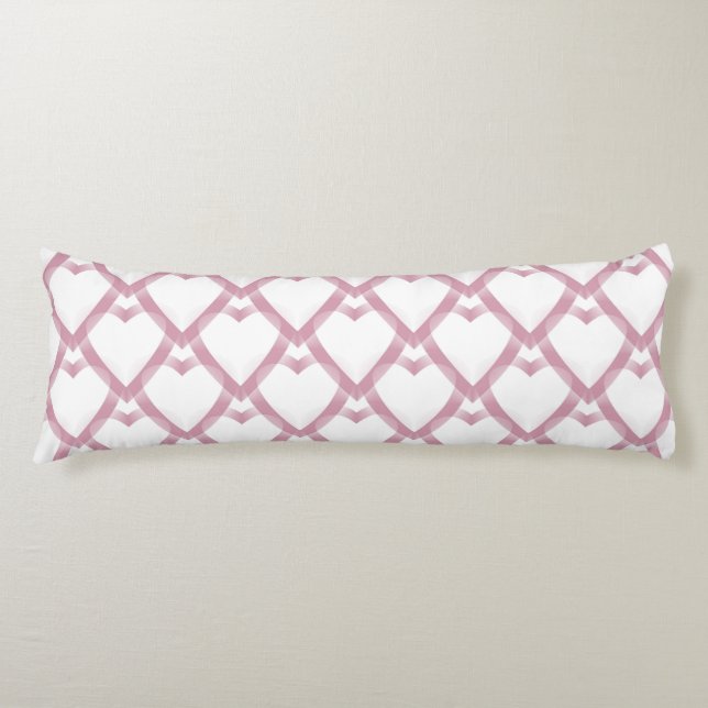 Coussins Longs Coeurs blancs roses (Devant)