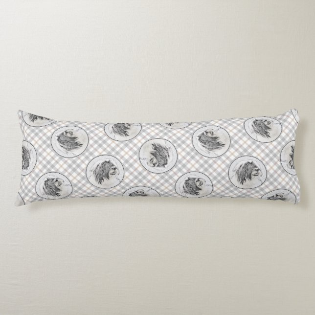 Coussins Longs Collie à poils Beardie Black Dessin mignon Chien A (Devant)