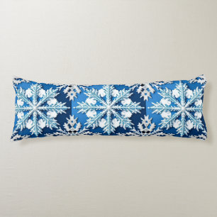 Coussins Longs Conception de flocon de neige bleu complexe