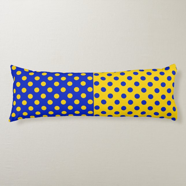 Coussins Longs Conception Pois demi-bleue Jaune (Devant)