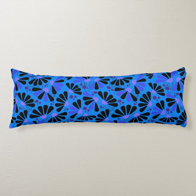 Coussins Longs Confetti de fleurs sur Paradise Blue (Devant)