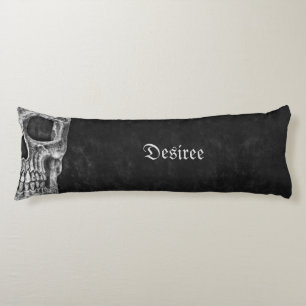 Coussins Longs Cool Gothique Moitié Crâne Noir et Blanc Grunge
