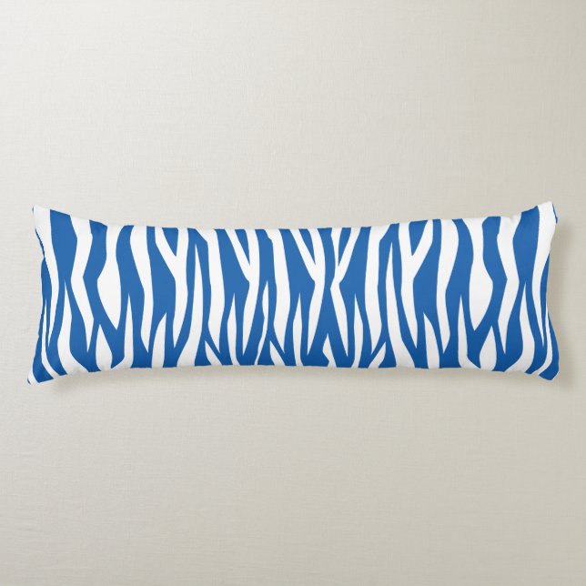 Coussins Longs Copie bleue de zèbre de denim (Devant)