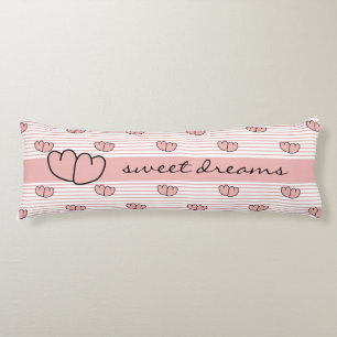 COUSSINS LONGS CORPS CHIC PILLOW_ " RÊVES DOUX" HEARTS/STRIPES