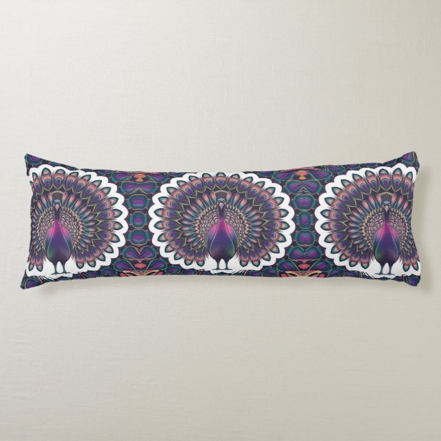 Coussins Longs Cosmic Peacock Mandala (Devant)