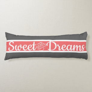 Coussins Longs Couleur mignonne Gris rayé et Motif rose