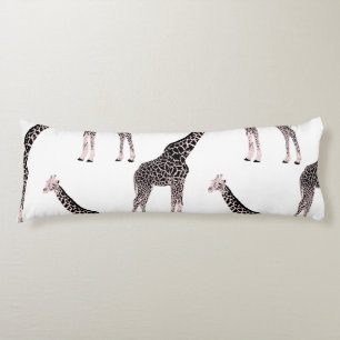 Coussins Longs Coupe rose et noire Girafe Blanc design animal