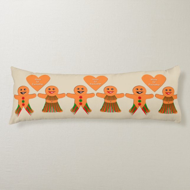 Coussins Longs Couple de pain d'épices de Noël (Devant)