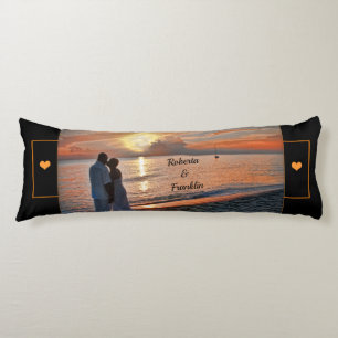 Coussins Longs Couple romantique des Caraïbes Coucher de soleil P