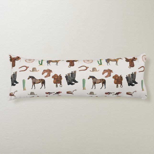 Coussins Longs Cowboy Cowgirl Western Rodeo Pays Motif (Devant)