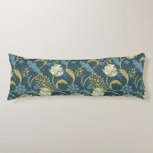 Coussins Longs Crème et Bleu Art Nouveau Floral 