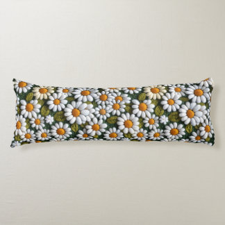 Coussins Longs Crochet White Daisies Spring Wildflowers