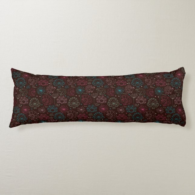 Coussins Longs cru de papier peint de l'Inde de fleur de paon (Devant)