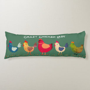 Coussins Longs Cute Boho Fou Poulets Lady Vert Coloré