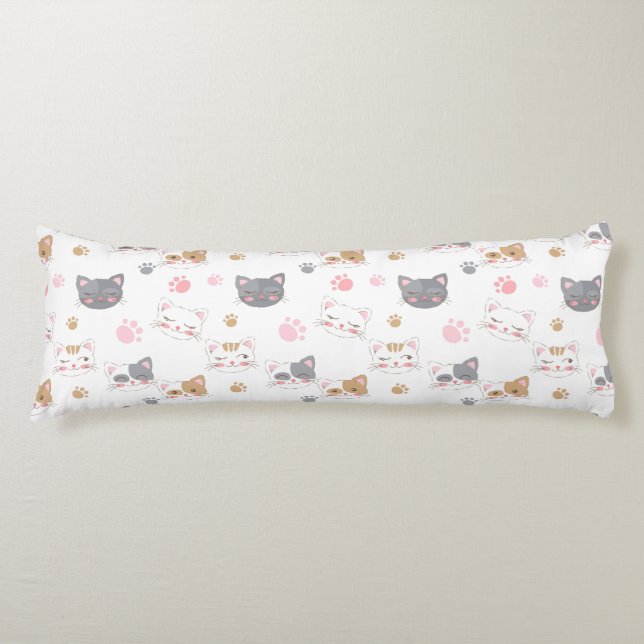 Coussins Longs Cute chat face chats souriants motif (Devant)