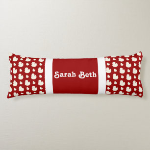 Coussins Longs Cute Ducks, Crimson Red & White, Ajouter votre nom