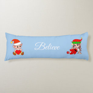 Coussins Longs Cute Elf & Fairy sur oreiller corps bleu clair