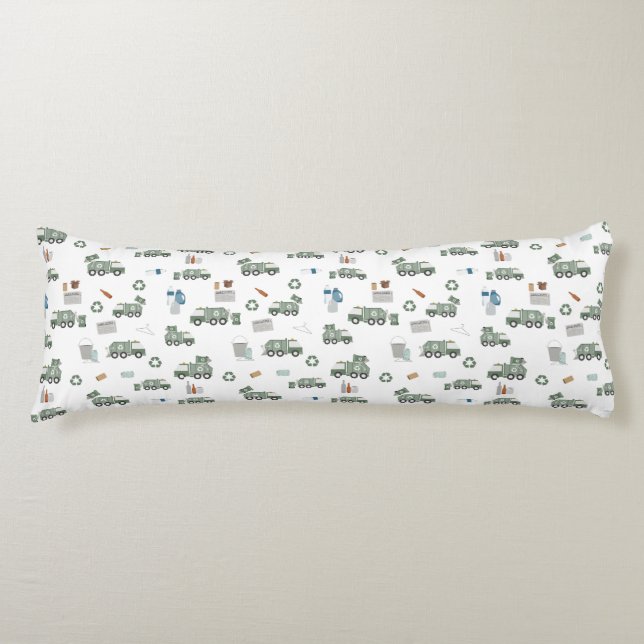 Coussins Longs Cute Green Recycling Camion Enfants Véhicules Moti (Devant)