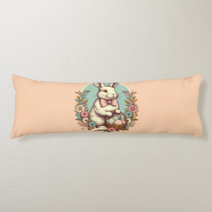 Coussins Longs Cute, lapin de Pâques vintage/oeuf/panier