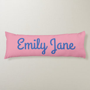 Coussins Longs Cute Script Rose Bleu Personnalisé Nom Ado