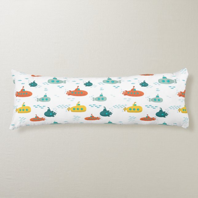 Coussins Longs Cute Submarine Nautical Deep Sea Fish Pattern (Devant)