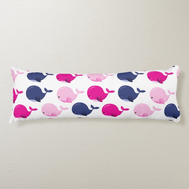 Coussins Longs Cute Whales, Pattern of Whales, Sea Animals (Devant)