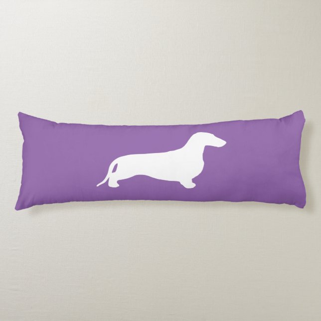 Coussins Longs Dachshund silhouette blanche + vos idées (Devant)