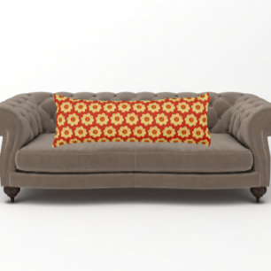 Coussins Longs Dahlia jaune motif floral sur rouge