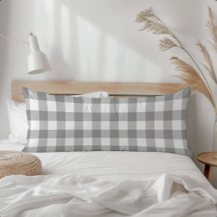 Coussins Longs Damier Vichy Buffle Gris Rustique Maison de Campag