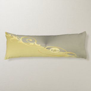 Coussins Longs Décor de luxe sur or & argent, Monogramme