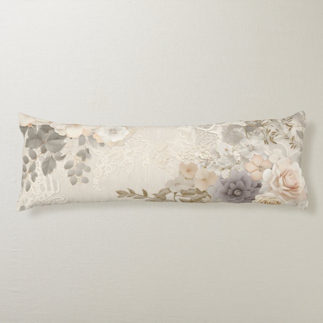 Coussins Longs Dentelle et fleurs (Devant)