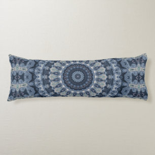 Coussins Longs Design de médaillon bleu et noir orné