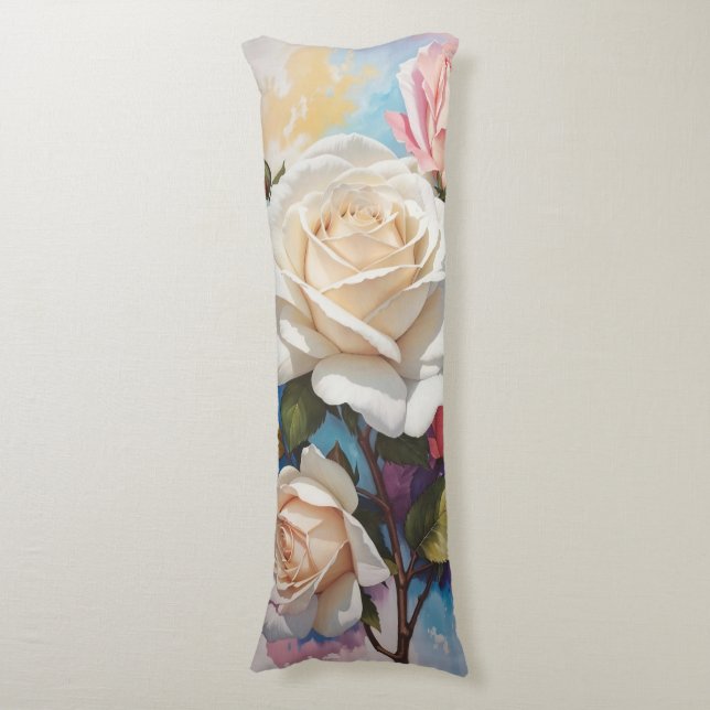 Coussins Longs Design de peinture Rose Bouquet (Devant (Vertical))