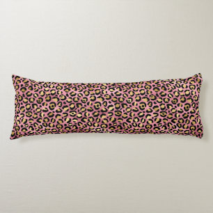 Coussins Longs Design de série Leopard rose et or 15