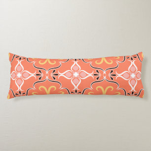Coussins Longs Design élégant Saumon Peach Pink Floral Abstract D