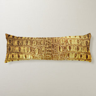 Coussins Longs Designer Alligator Crocodile peau brillant or corp
