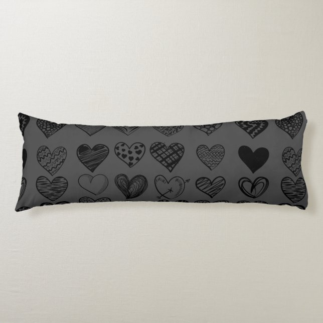 Coussins Longs Dessin adorable de Black Heart Scribble (Devant)