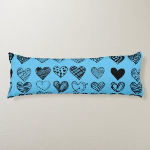 Coussins Longs Dessin adorable de Black Heart Scribble