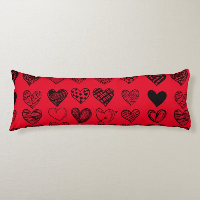 Coussins Longs Dessin adorable de Black Heart Scribble (Devant)