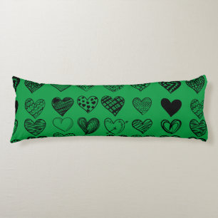 Coussins Longs Dessin adorable de Black Heart Scribble