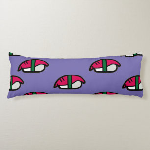 Coussins Longs Dessin Kawaii Sushi, Riz de Poisson et Algues