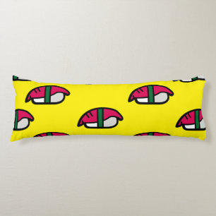 Coussins Longs Dessin Kawaii Sushi, Riz de Poisson et Algues