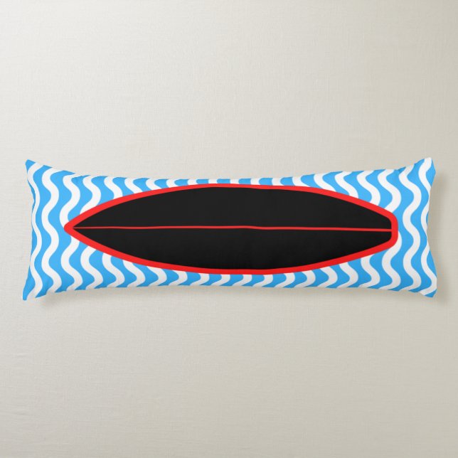 Coussins Longs Détendez-vous Black Blue Waves Surf Body Oreiller (Devant)