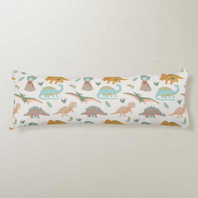 Coussins Longs Dinosaurs Kids Hand Drawn Boho Dinosaur Bedroom (Devant)