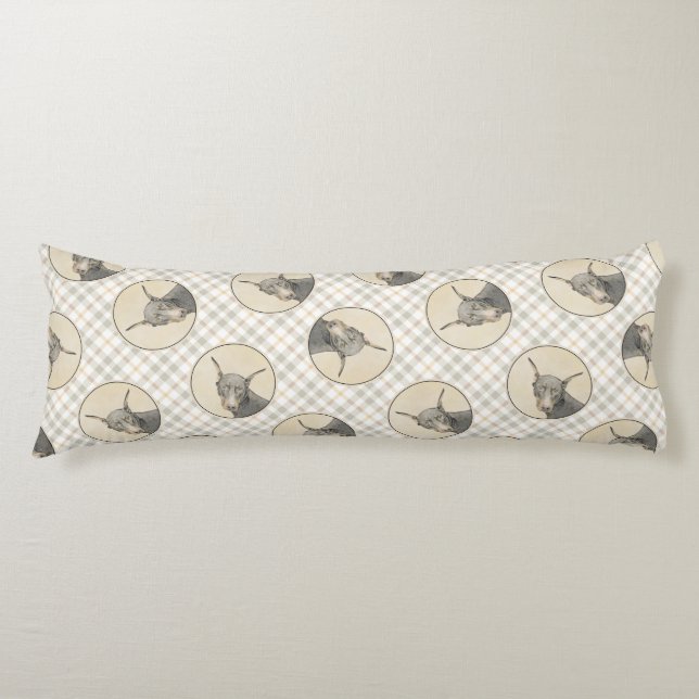 Coussins Longs Doberman Pinscher Peinture Dobie Craché Chien Art (Devant)