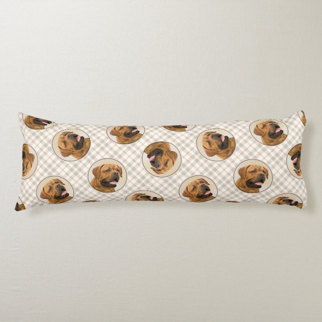 Coussins Longs Dogue de Bordeaux Peinture Artisanale Originale Ch (Devant)