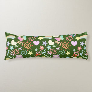 Coussins Longs Doodé motif teinte pastel D Vert BG